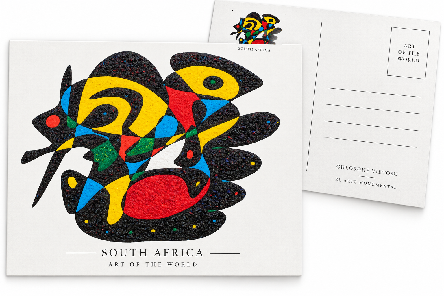 Südafrika-Kunstwerk von Gheorghe Virtosu auf einer Postkarte